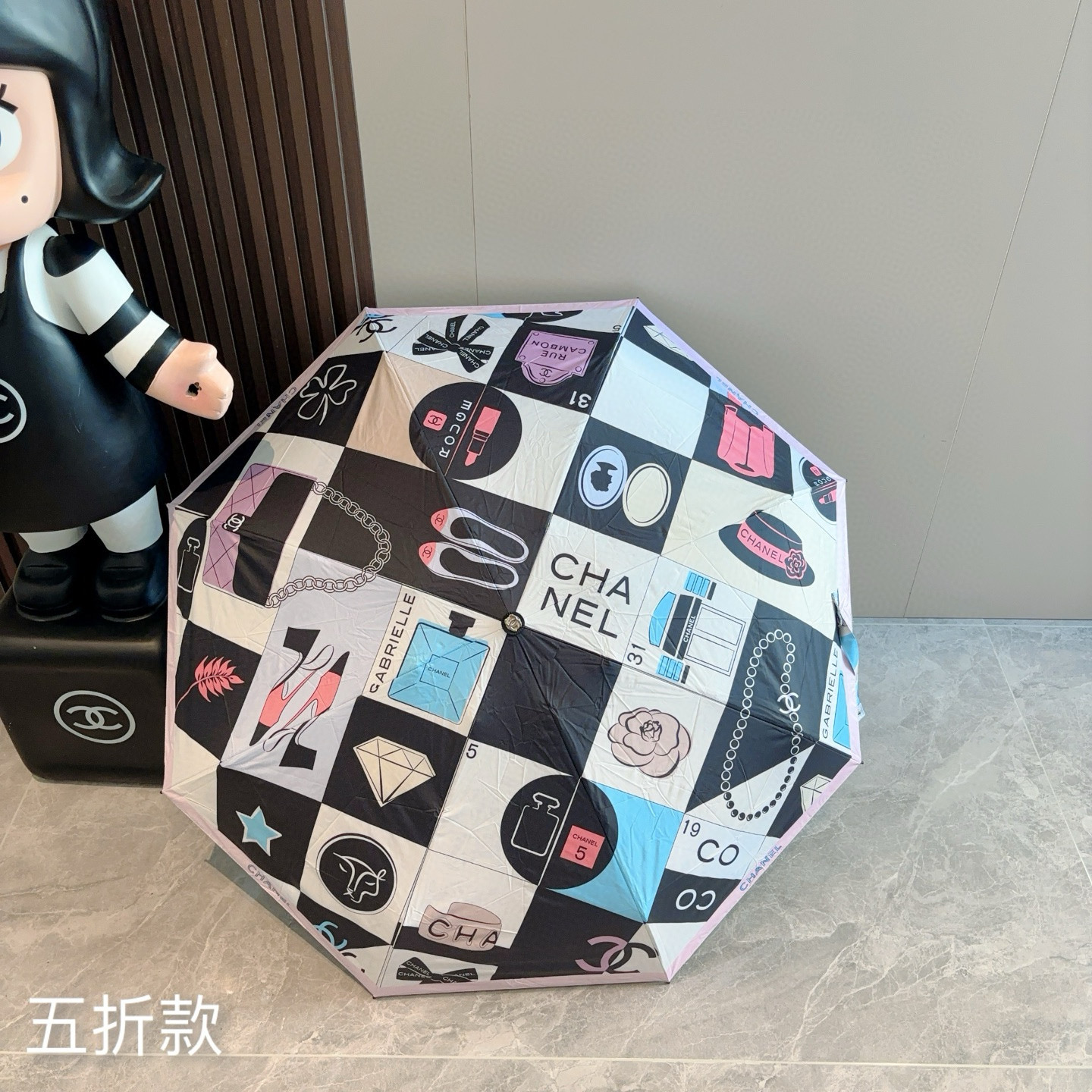 CHANEL（香奈儿）五折手动折叠晴雨伞 选用台湾进口UV防紫外线伞布 原单代工级品质  🌹