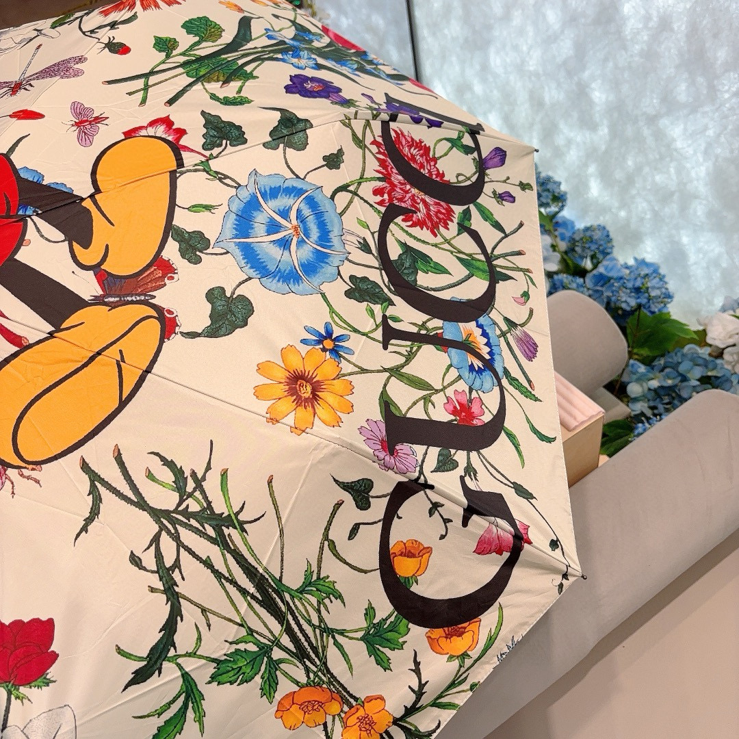   GUCCI（古奇）米奇 三折自动折叠晴雨伞  晴天遮阳 雨天遮雨 原单代工品质 带防紫外线涂层 长度