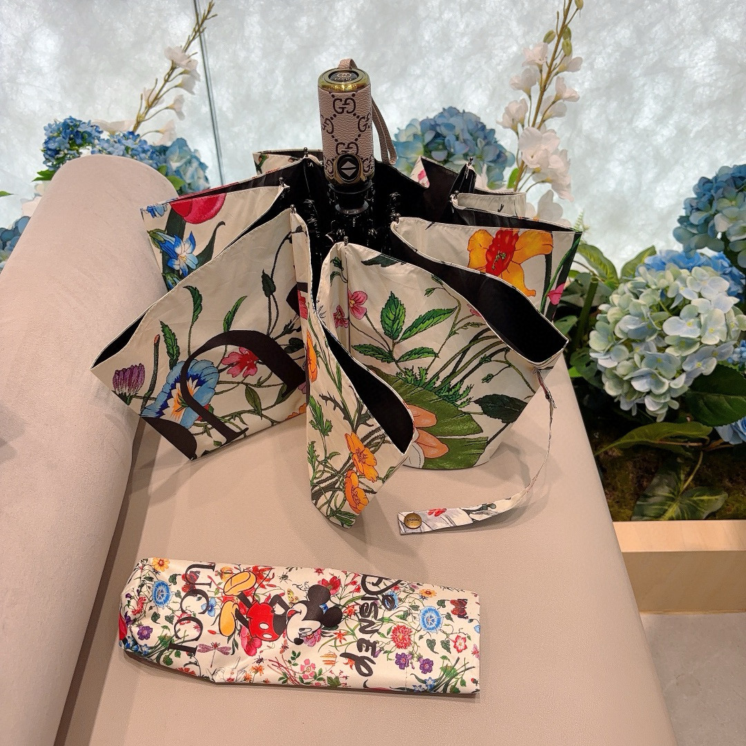   GUCCI（古奇）米奇 三折自动折叠晴雨伞  晴天遮阳 雨天遮雨 原单代工品质 带防紫外线涂层 长度