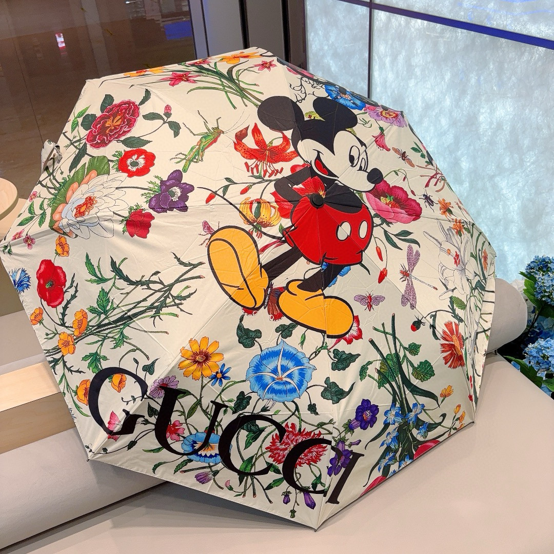   GUCCI（古奇）米奇 三折自动折叠晴雨伞  晴天遮阳 雨天遮雨 原单代工品质 带防紫外线涂层 长度
