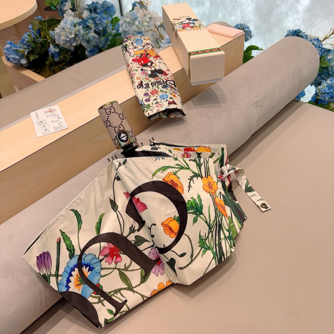   GUCCI（古奇）米奇 三折自动折叠晴雨伞  晴天遮阳 雨天遮雨 原单代工品质 带防紫外线涂层 长度