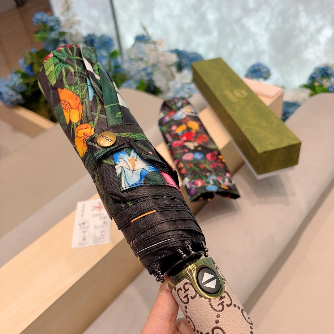   GUCCI（古奇）米奇 三折自动折叠晴雨伞  晴天遮阳 雨天遮雨 原单代工品质 带防紫外线涂层 长度