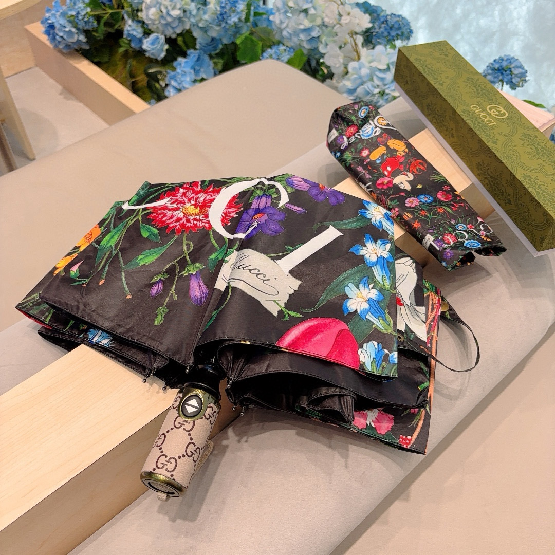   GUCCI（古奇）米奇 三折自动折叠晴雨伞  晴天遮阳 雨天遮雨 原单代工品质 带防紫外线涂层 长度