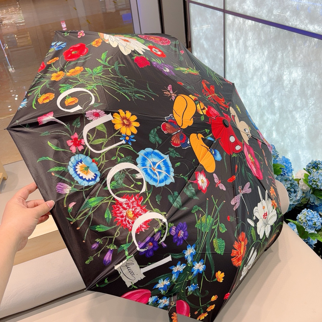   GUCCI（古奇）米奇 三折自动折叠晴雨伞  晴天遮阳 雨天遮雨 原单代工品质 带防紫外线涂层 长度