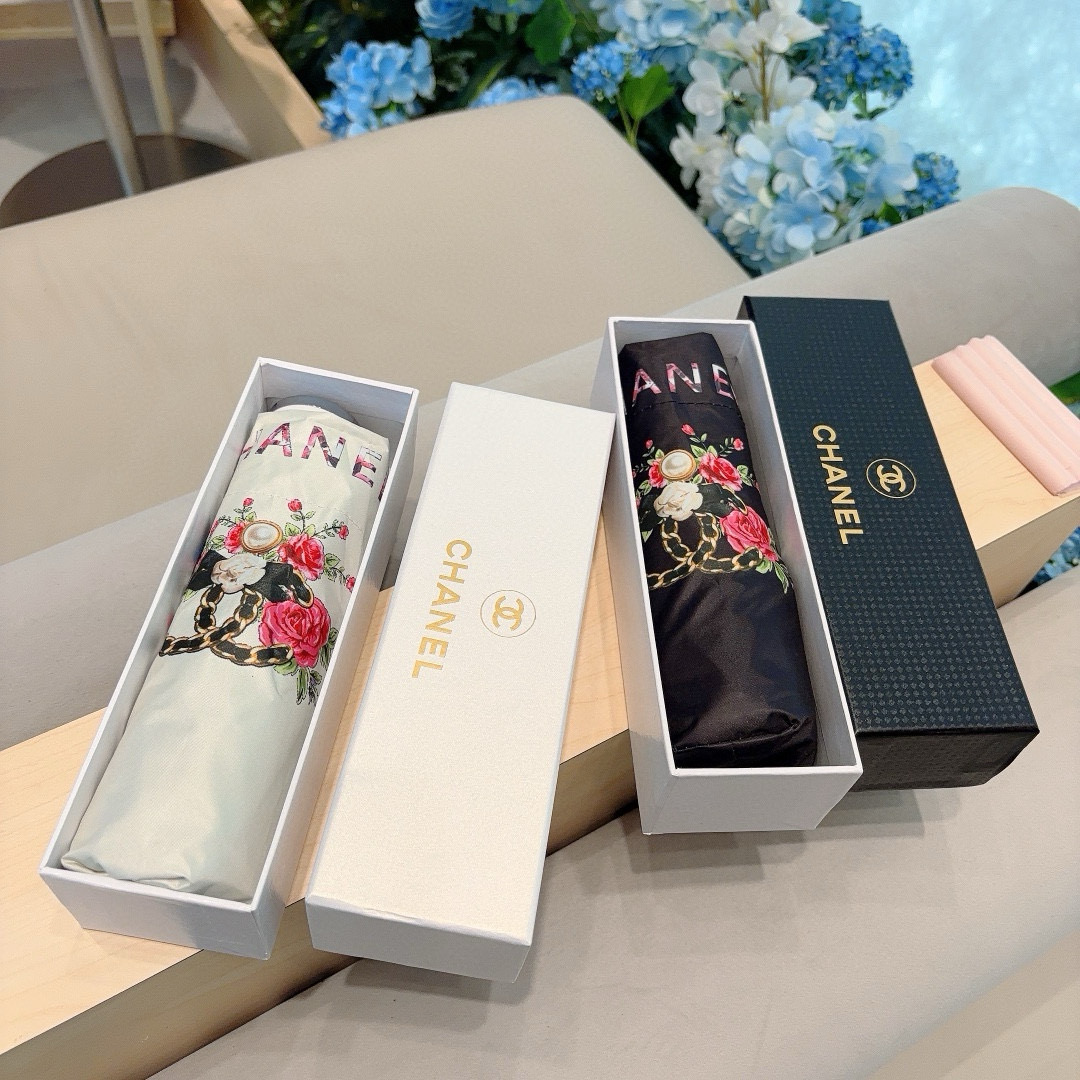  CHANEL（香奈儿）五折手动折叠晴雨伞 选用台湾进口UV防紫外线伞布 原单代工级品质  🌹