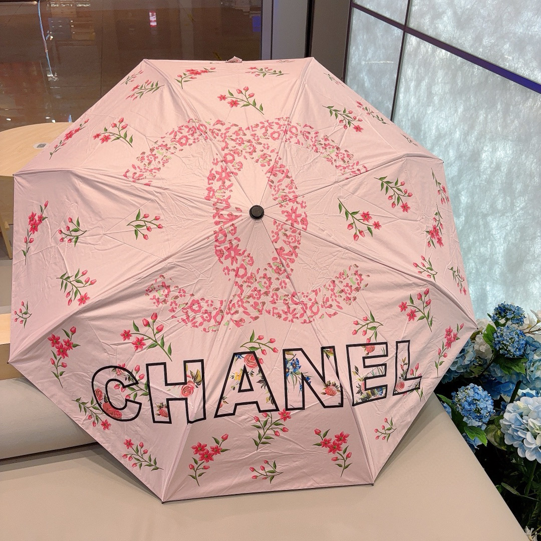  CHANEL（香奈儿）三折自动折叠晴雨伞 选用台湾进口UV防紫外线伞布 原单代工级品质 3色