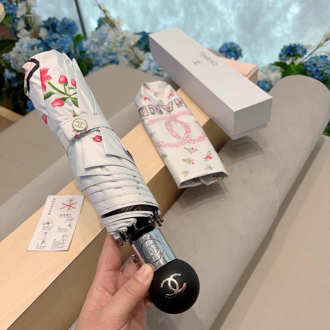  CHANEL（香奈儿）三折自动折叠晴雨伞 选用台湾进口UV防紫外线伞布 原单代工级品质 3色