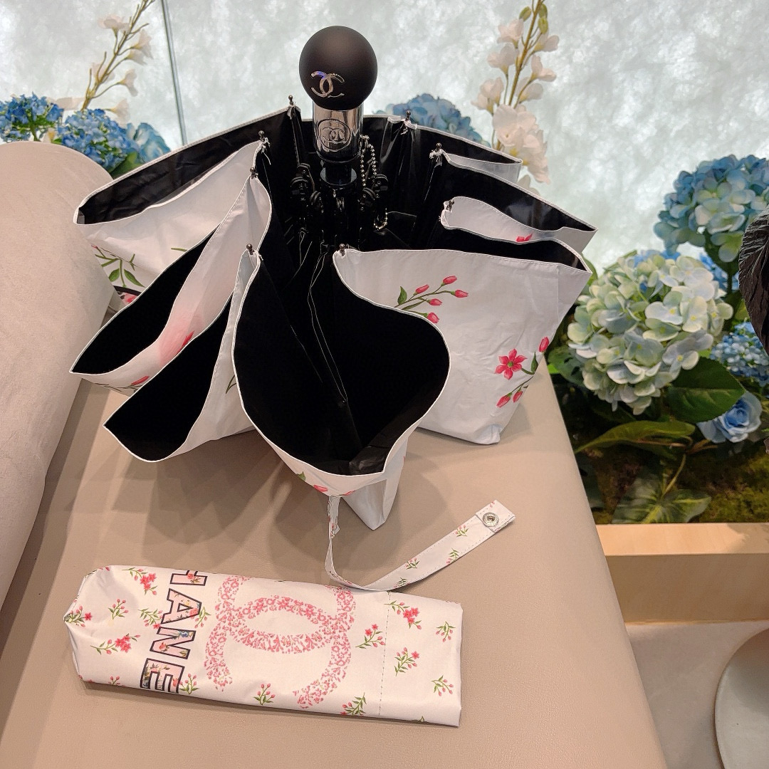  CHANEL（香奈儿）三折自动折叠晴雨伞 选用台湾进口UV防紫外线伞布 原单代工级品质 3色