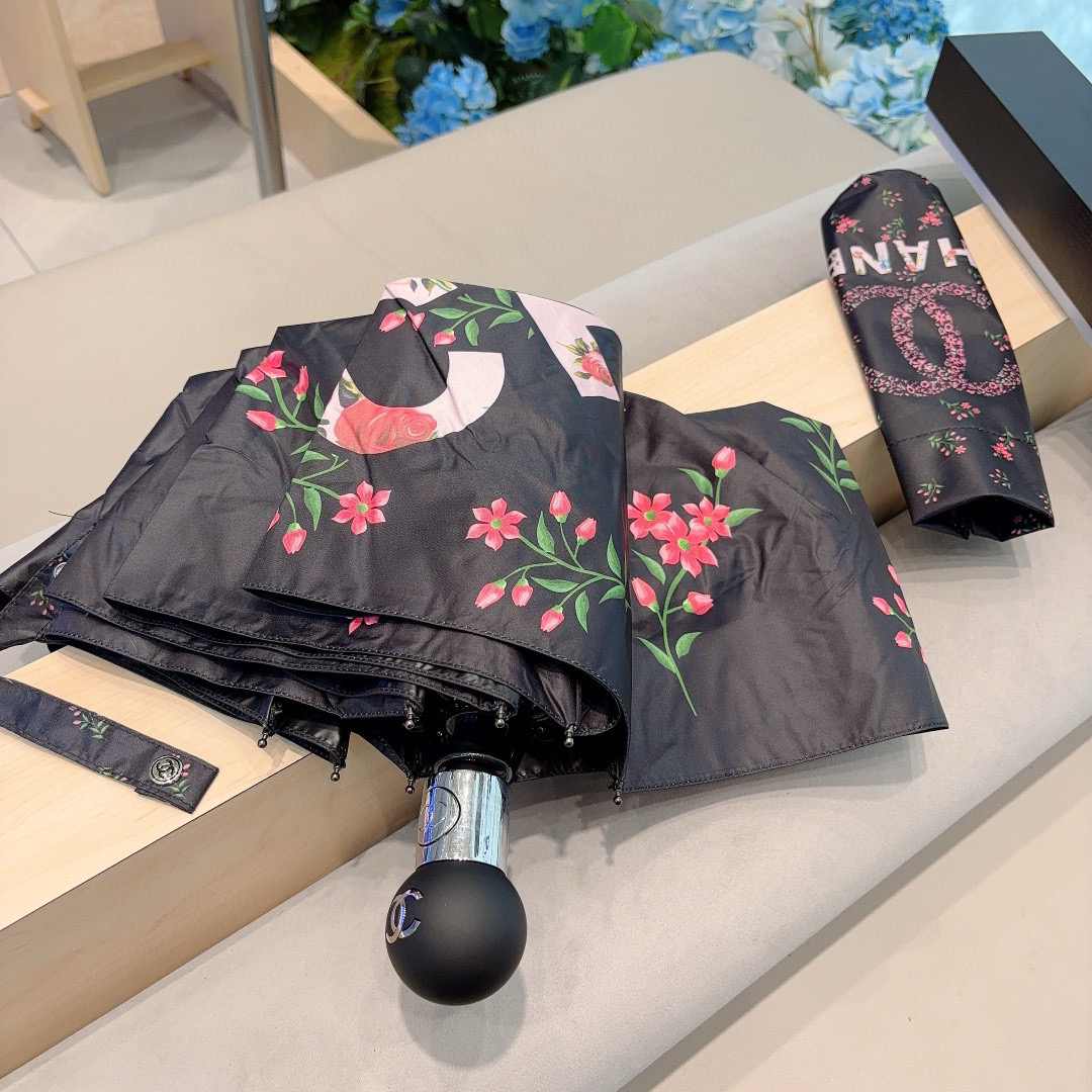  CHANEL（香奈儿）三折自动折叠晴雨伞 选用台湾进口UV防紫外线伞布 原单代工级品质 3色