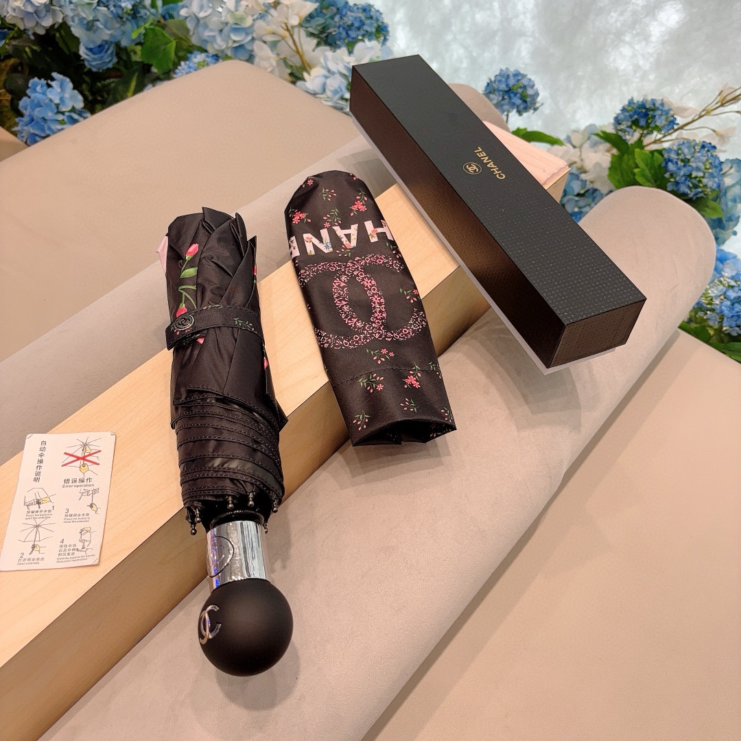  CHANEL（香奈儿）三折自动折叠晴雨伞 选用台湾进口UV防紫外线伞布 原单代工级品质 3色