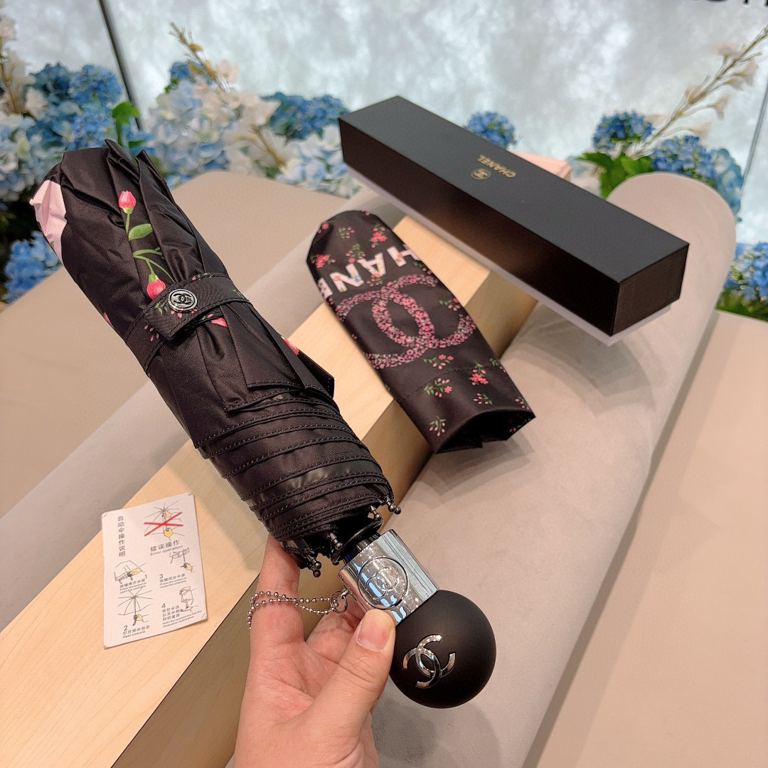  CHANEL（香奈儿）三折自动折叠晴雨伞 选用台湾进口UV防紫外线伞布 原单代工级品质 3色