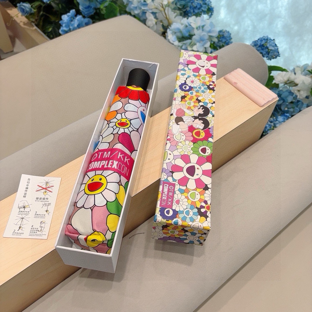 NO:306079,Trendy brand Murakami Takashi three-fold folding automatic sunny umbrellas with elegant design, noble and charming style, fashionable, cute and elegant umbrellas, umbrellas, umbrellas19860909潮牌村上隆 三折折叠自动晴雨伞 设计大方,风格高贵迷人、时尚 可爱又不失优雅雨伞遮阳伞太阳伞,雨伞,umbrellas,accessory