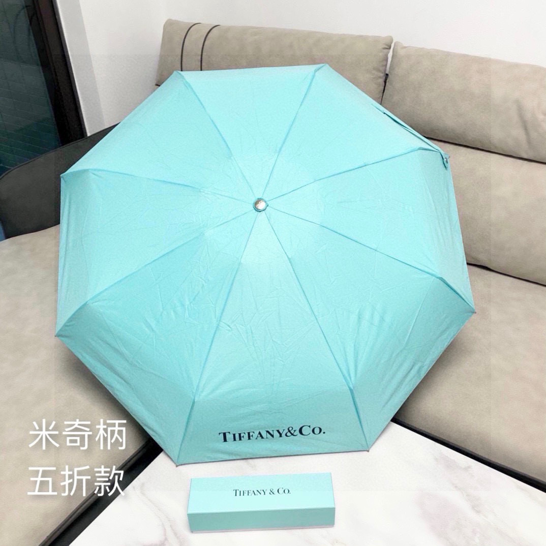  Tiffany蒂芙尼 米奇手柄 五折手开折叠晴雨伞 新款火爆来袭 夏日里的小清新 高效阻隔紫外线涂层 