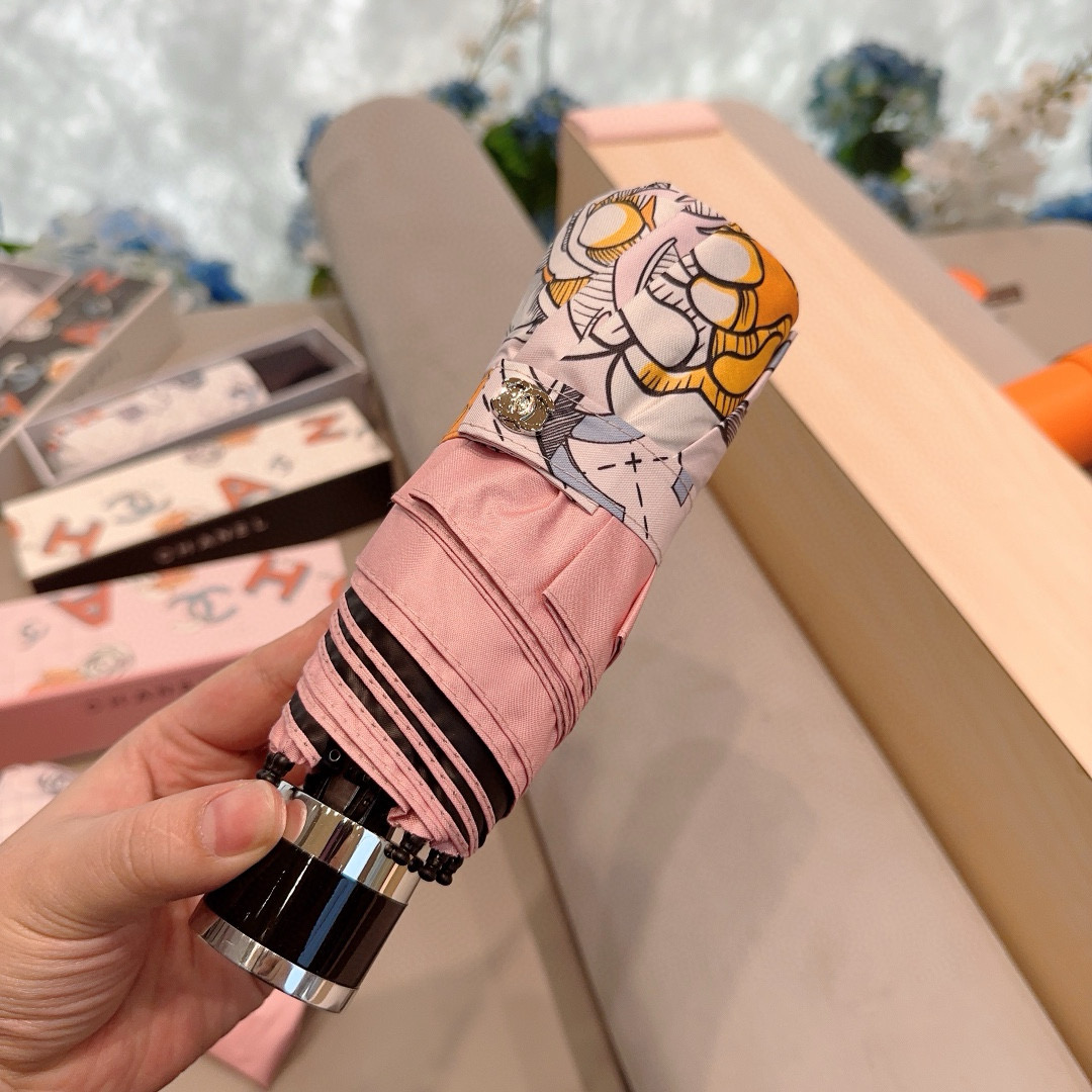 CHANEL（香奈儿）五折手动折叠晴雨伞 选用台湾进口UV防紫外线伞布 原单代工级品质 🌹3色