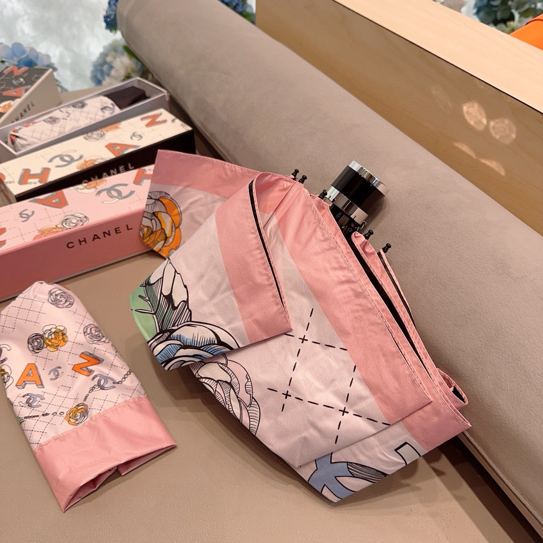CHANEL（香奈儿）五折手动折叠晴雨伞 选用台湾进口UV防紫外线伞布 原单代工级品质 🌹3色