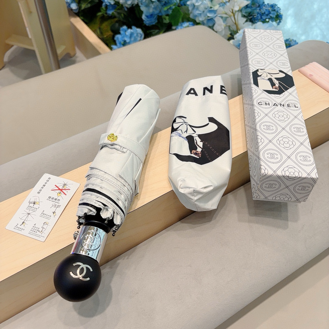 CHANEL（香奈儿）三折自动折叠晴雨伞 选用台湾进口UV防紫外线伞布 原单代工级品质 2色