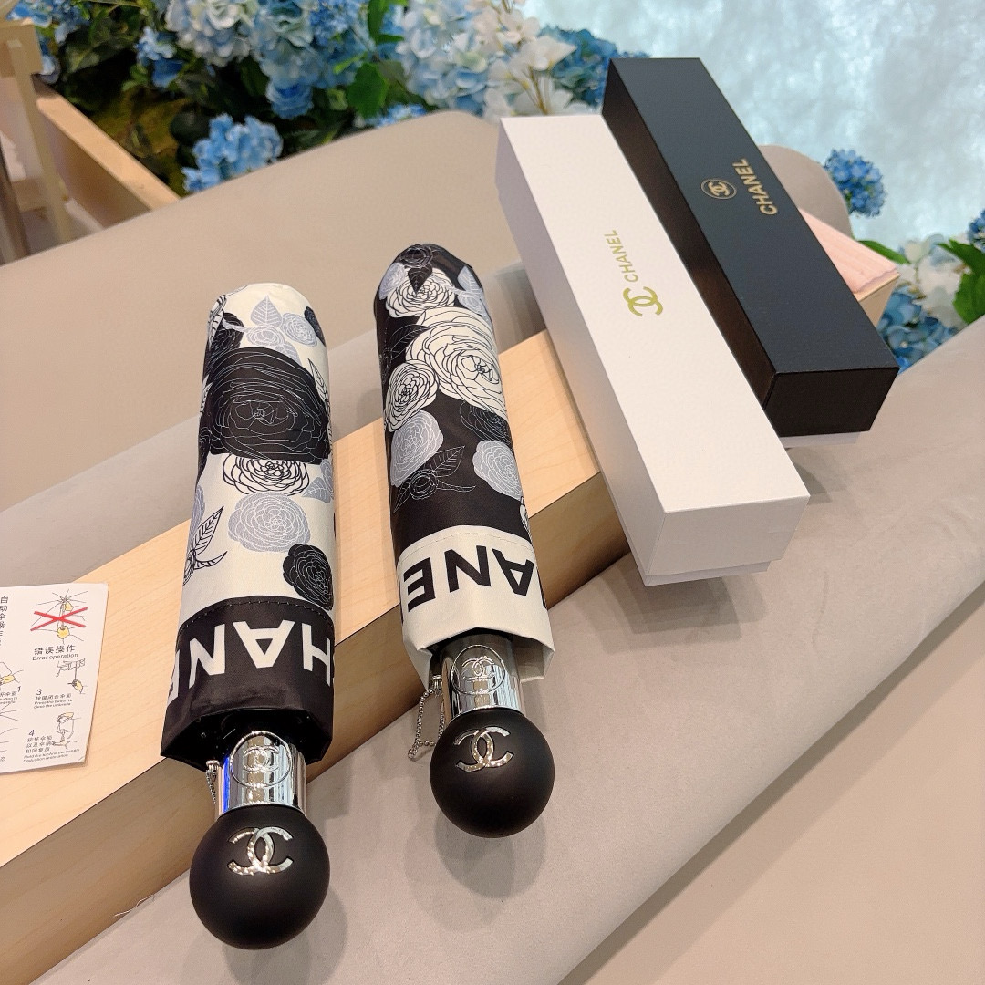 CHANEL（香奈儿）三折自动折叠晴雨伞 选用台湾进口UV防紫外线伞布 原单代工级品质 2色
