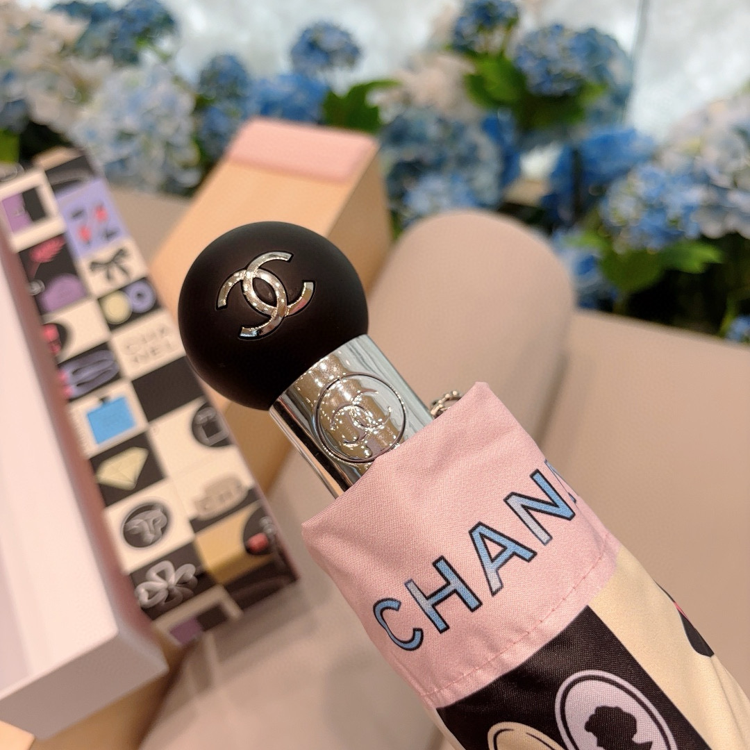  CHANEL（香奈儿）三折自动折叠晴雨伞 选用台湾进口UV防紫外线伞布 原单代工级品质 