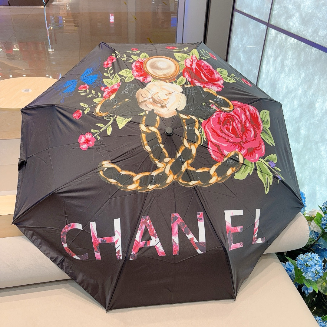  CHANEL（香奈儿） 三折自动折叠晴雨伞 选用台湾进口UV防紫外线伞布 原单代工级品质 2色