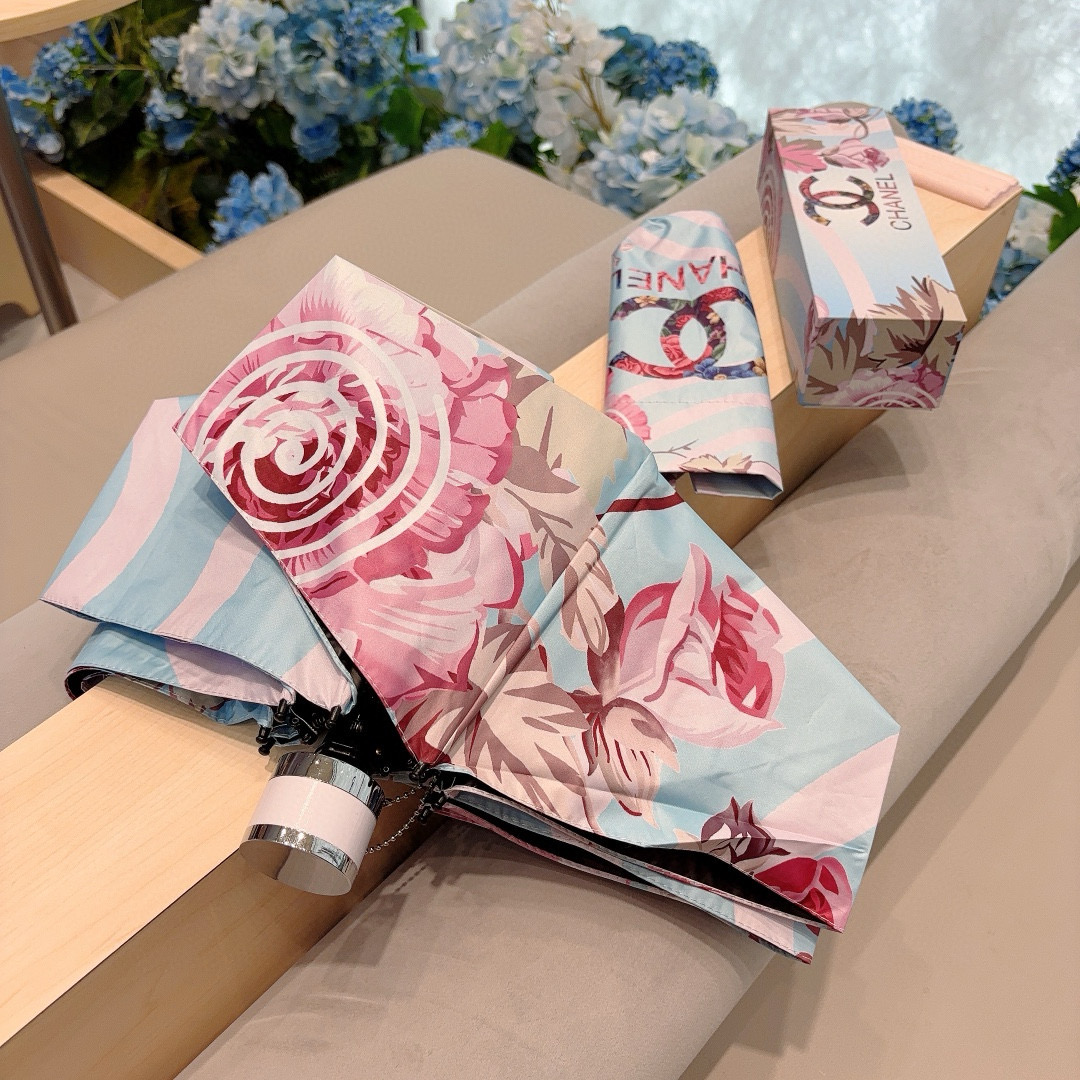 CHANEL（香奈儿）棒棒糖🍭五折手动折叠晴雨伞 选用台湾进口UV防紫外线伞布 原单代工级品质 🌹2色