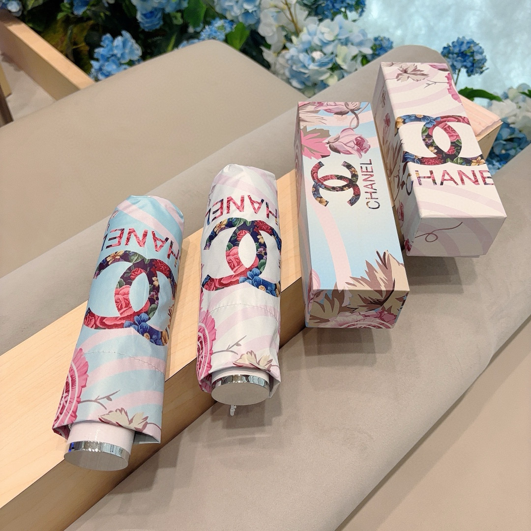 CHANEL（香奈儿）棒棒糖🍭五折手动折叠晴雨伞 选用台湾进口UV防紫外线伞布 原单代工级品质 🌹2色