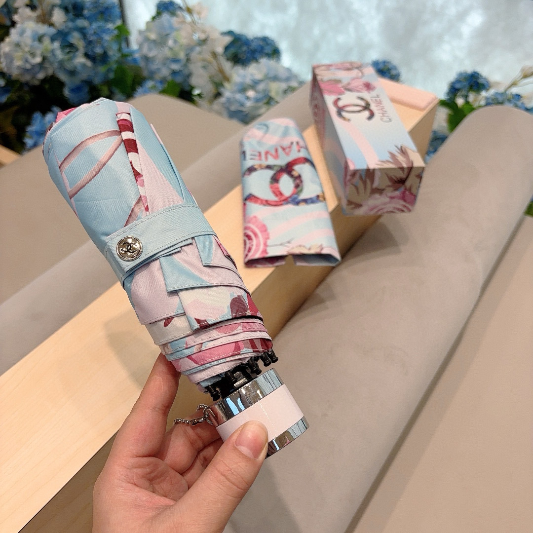 CHANEL（香奈儿）棒棒糖🍭五折手动折叠晴雨伞 选用台湾进口UV防紫外线伞布 原单代工级品质 🌹2色