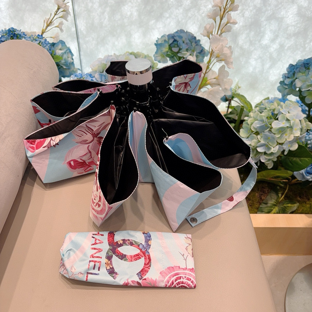 CHANEL（香奈儿）棒棒糖🍭五折手动折叠晴雨伞 选用台湾进口UV防紫外线伞布 原单代工级品质 🌹2色