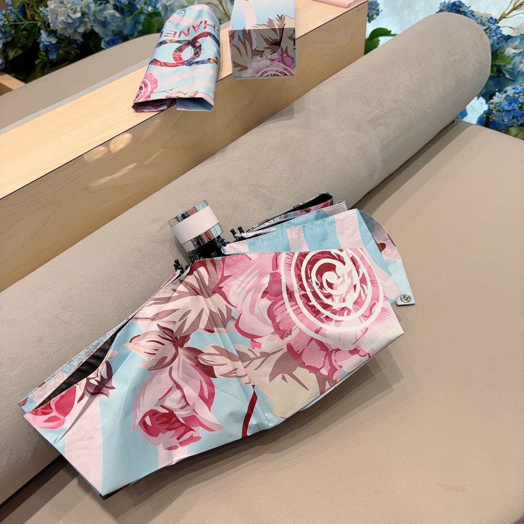 CHANEL（香奈儿）棒棒糖🍭五折手动折叠晴雨伞 选用台湾进口UV防紫外线伞布 原单代工级品质 🌹2色