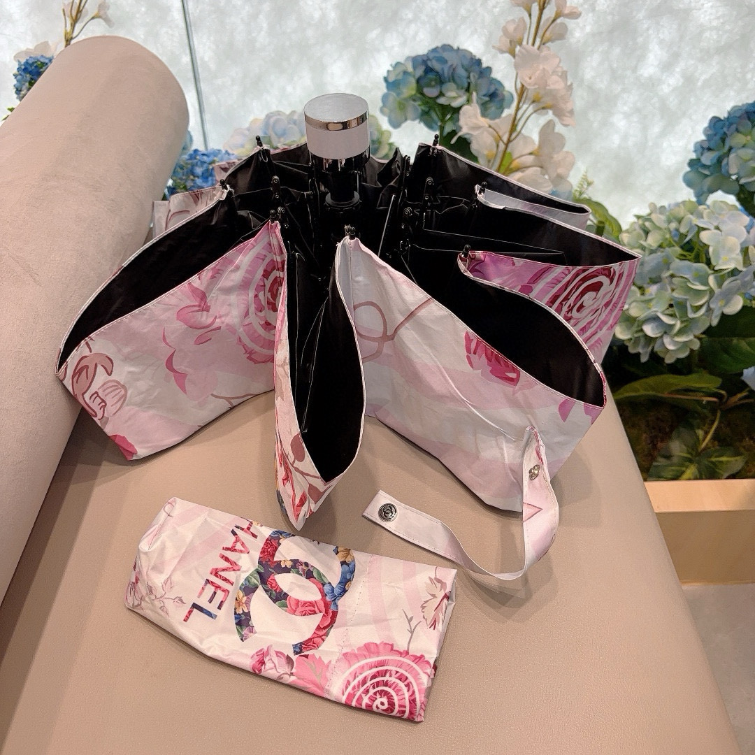 CHANEL（香奈儿）棒棒糖🍭五折手动折叠晴雨伞 选用台湾进口UV防紫外线伞布 原单代工级品质 🌹2色