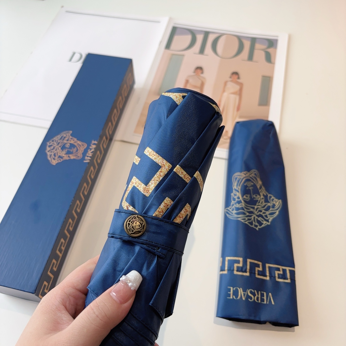  范思哲（VERSACE）新款 三折自动折叠晴雨伞 年度最新火爆单品  原单代工级品质 第一代210T碰