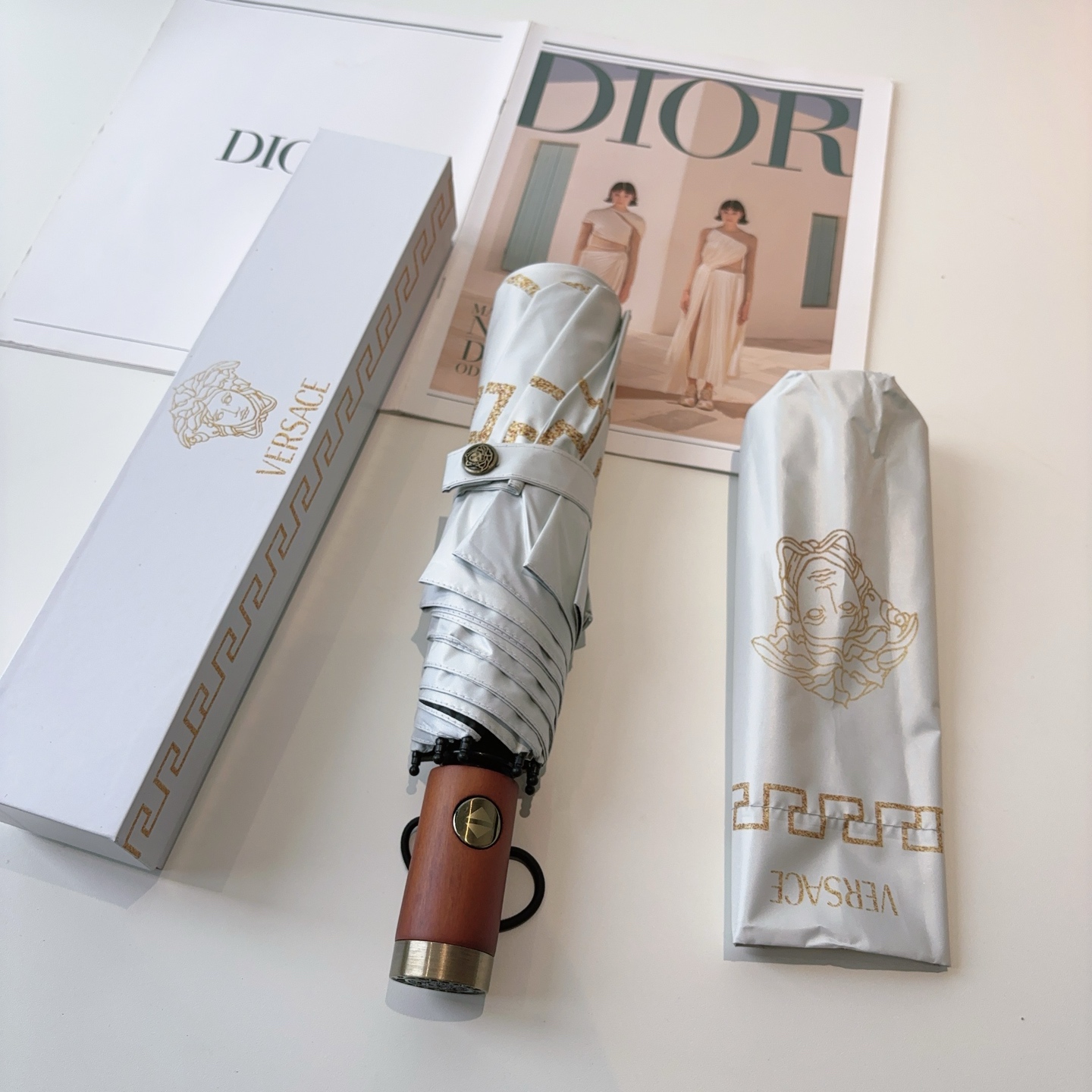  范思哲（VERSACE）新款 三折自动折叠晴雨伞 年度最新火爆单品  原单代工级品质 第一代210T碰