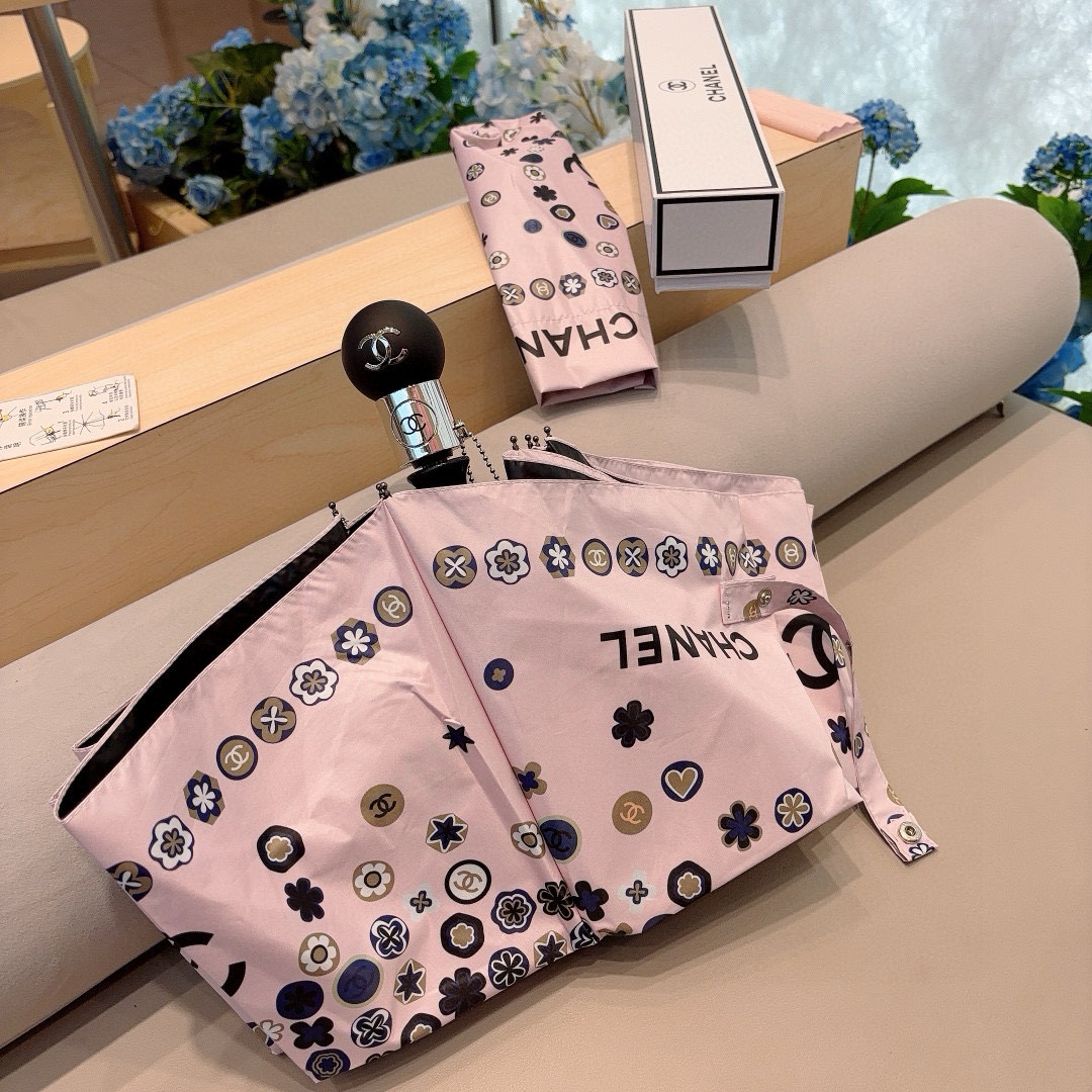  CHANEL（香奈儿）三折自动折叠晴雨伞 选用台湾进口UV防紫外线伞布 原单代工级品质 