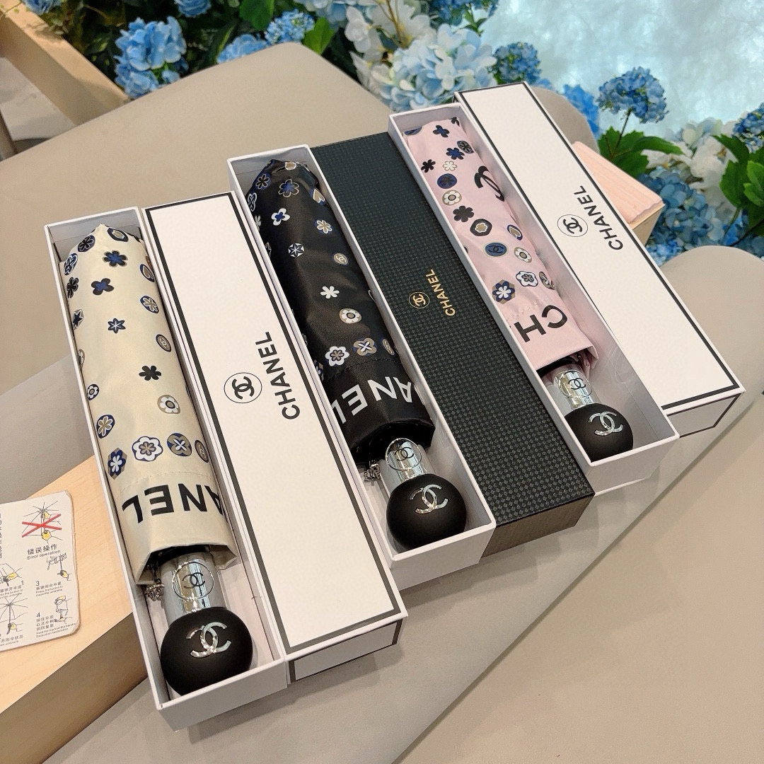  CHANEL（香奈儿）三折自动折叠晴雨伞 选用台湾进口UV防紫外线伞布 原单代工级品质 