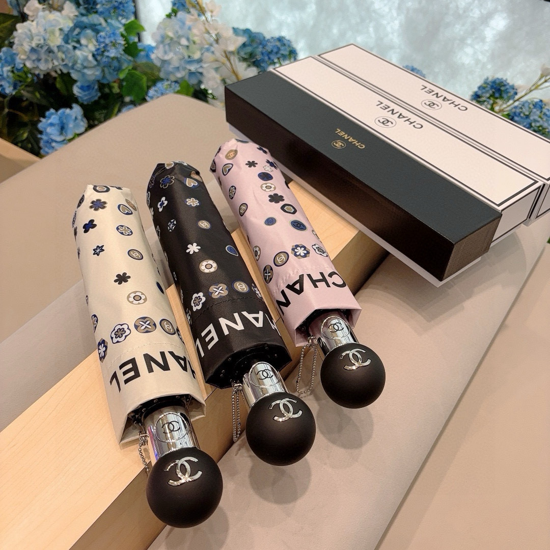  CHANEL（香奈儿）三折自动折叠晴雨伞 选用台湾进口UV防紫外线伞布 原单代工级品质 