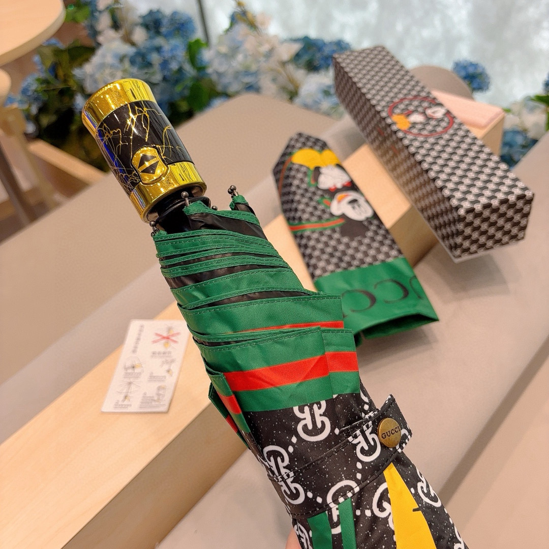  GUCCI（古奇）三折自动折叠晴雨伞  晴天遮阳 雨天遮雨 原单代工品质 带防紫外线涂层 长度30c