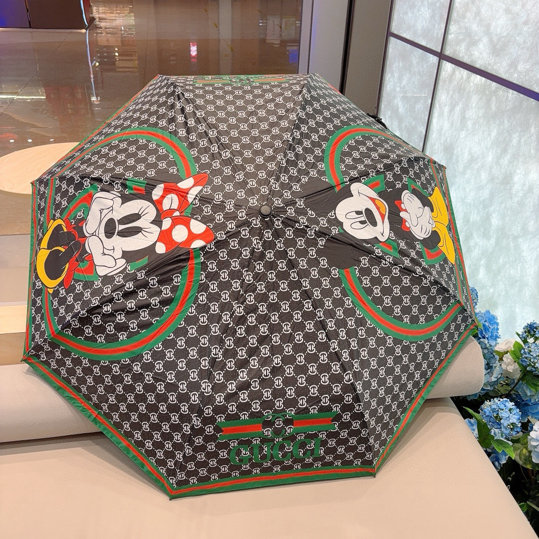   GUCCI（古奇）三折自动折叠晴雨伞  晴天遮阳 雨天遮雨 原单代工品质 带防紫外线涂层 长度30c