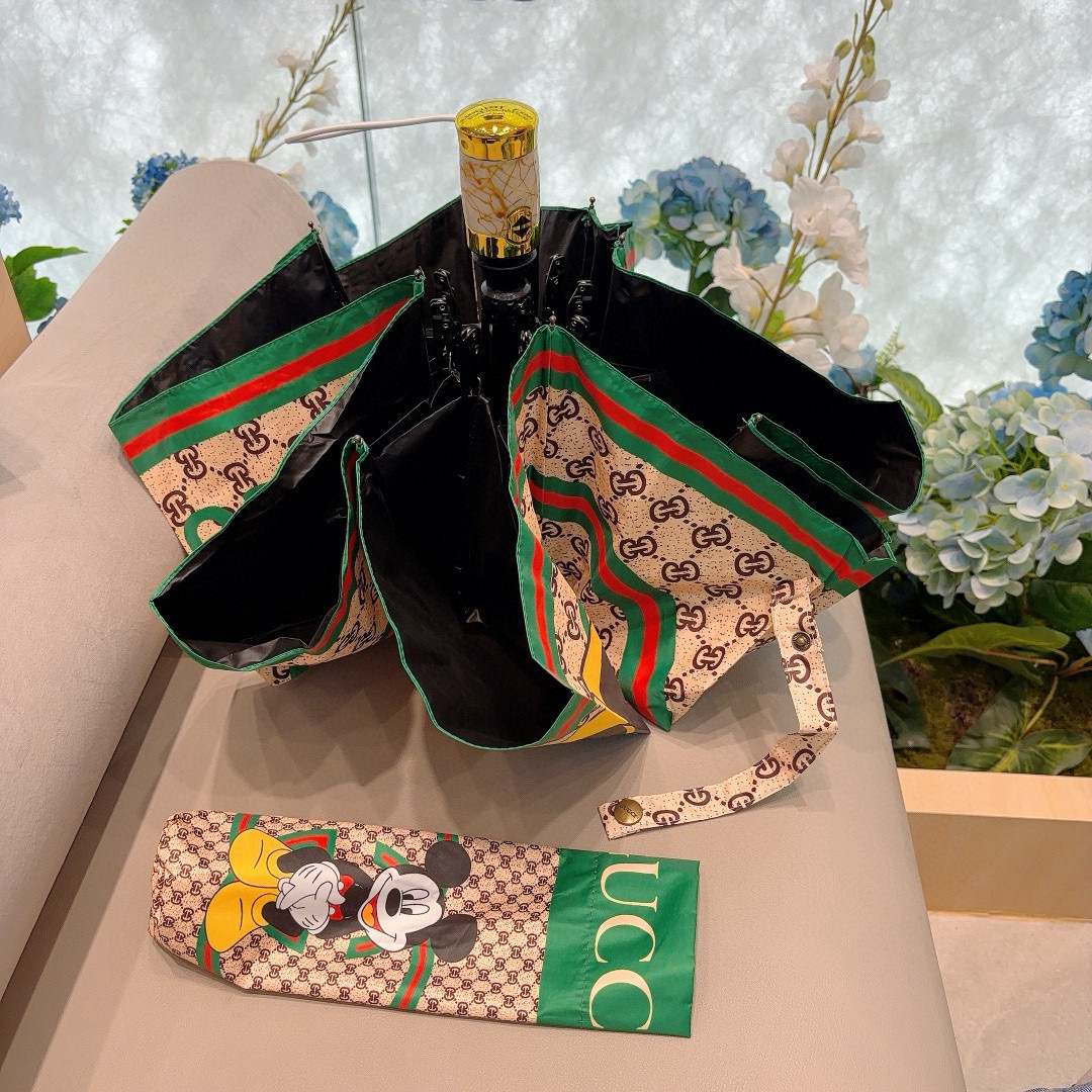   GUCCI（古奇）三折自动折叠晴雨伞  晴天遮阳 雨天遮雨 原单代工品质 带防紫外线涂层 长度30c