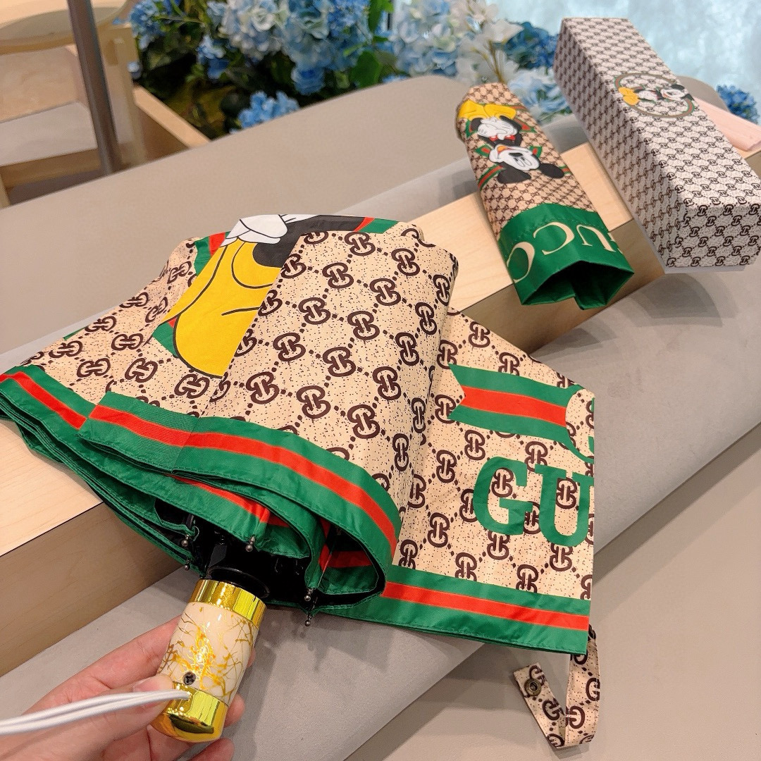   GUCCI（古奇）三折自动折叠晴雨伞  晴天遮阳 雨天遮雨 原单代工品质 带防紫外线涂层 长度30c
