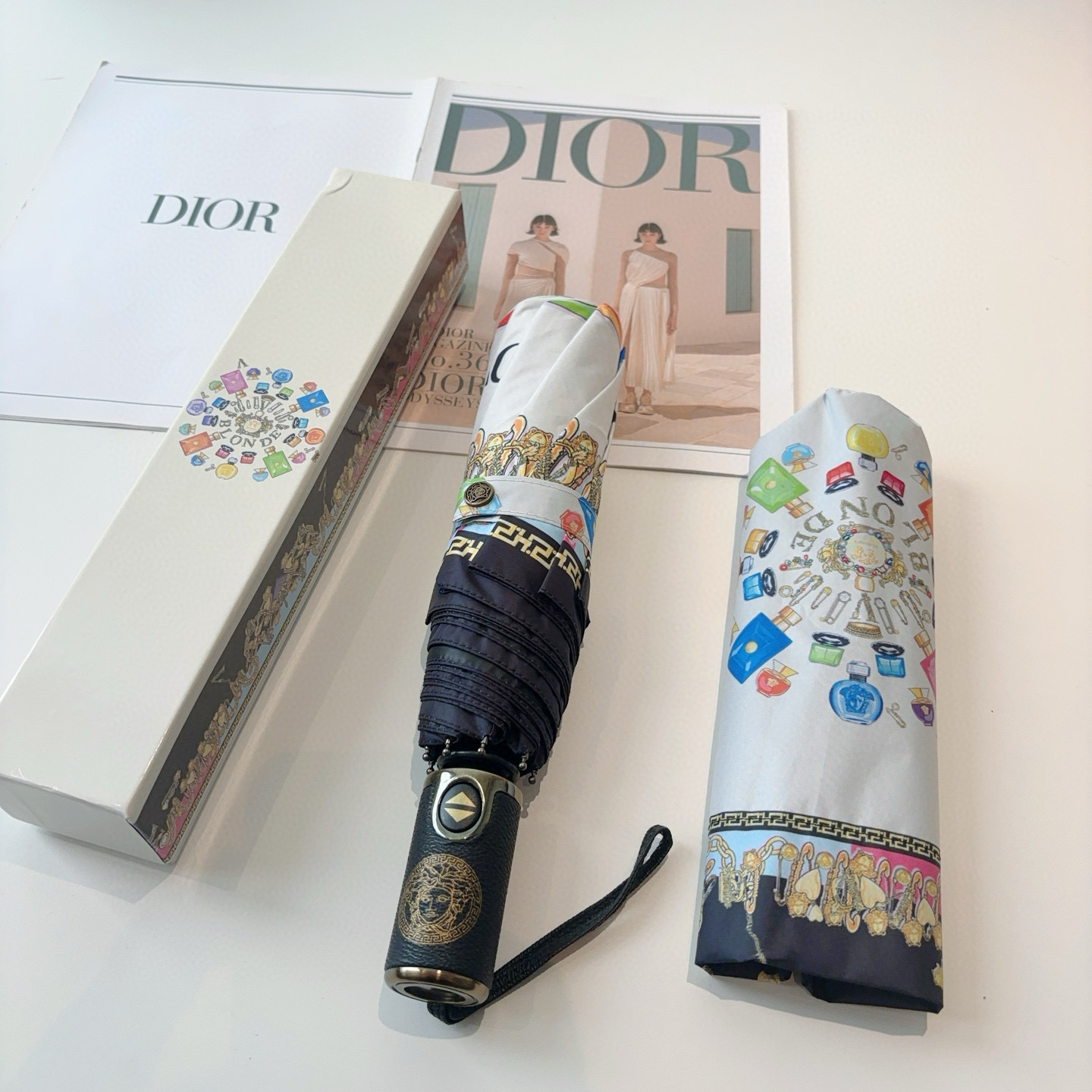  范思哲（VERSACE）新款 三折自动折叠晴雨伞 年度最新火爆单品  原单代工级品质 第一代210T碰
