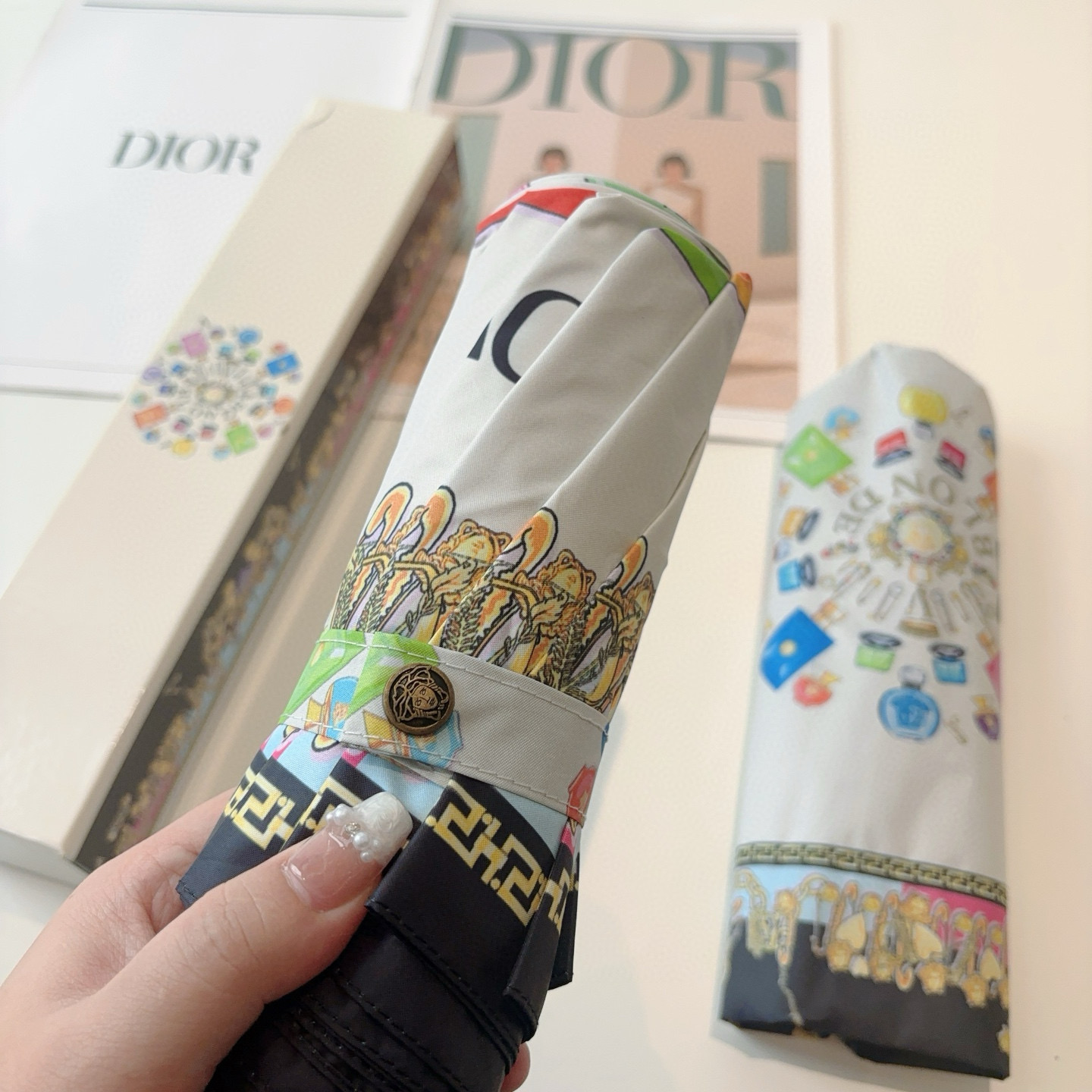  范思哲（VERSACE）新款 三折自动折叠晴雨伞 年度最新火爆单品  原单代工级品质 第一代210T碰
