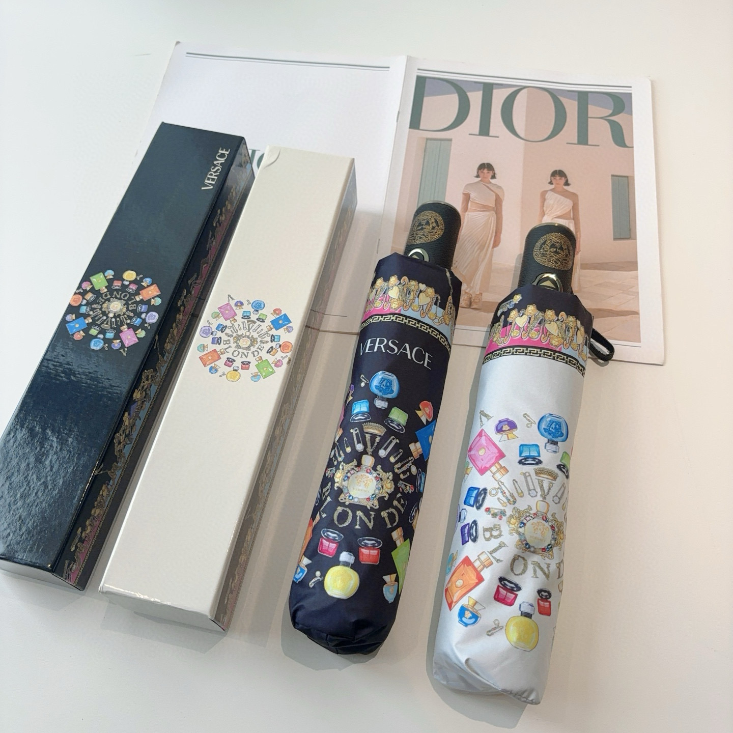  范思哲（VERSACE）新款 三折自动折叠晴雨伞 年度最新火爆单品  原单代工级品质 第一代210T碰