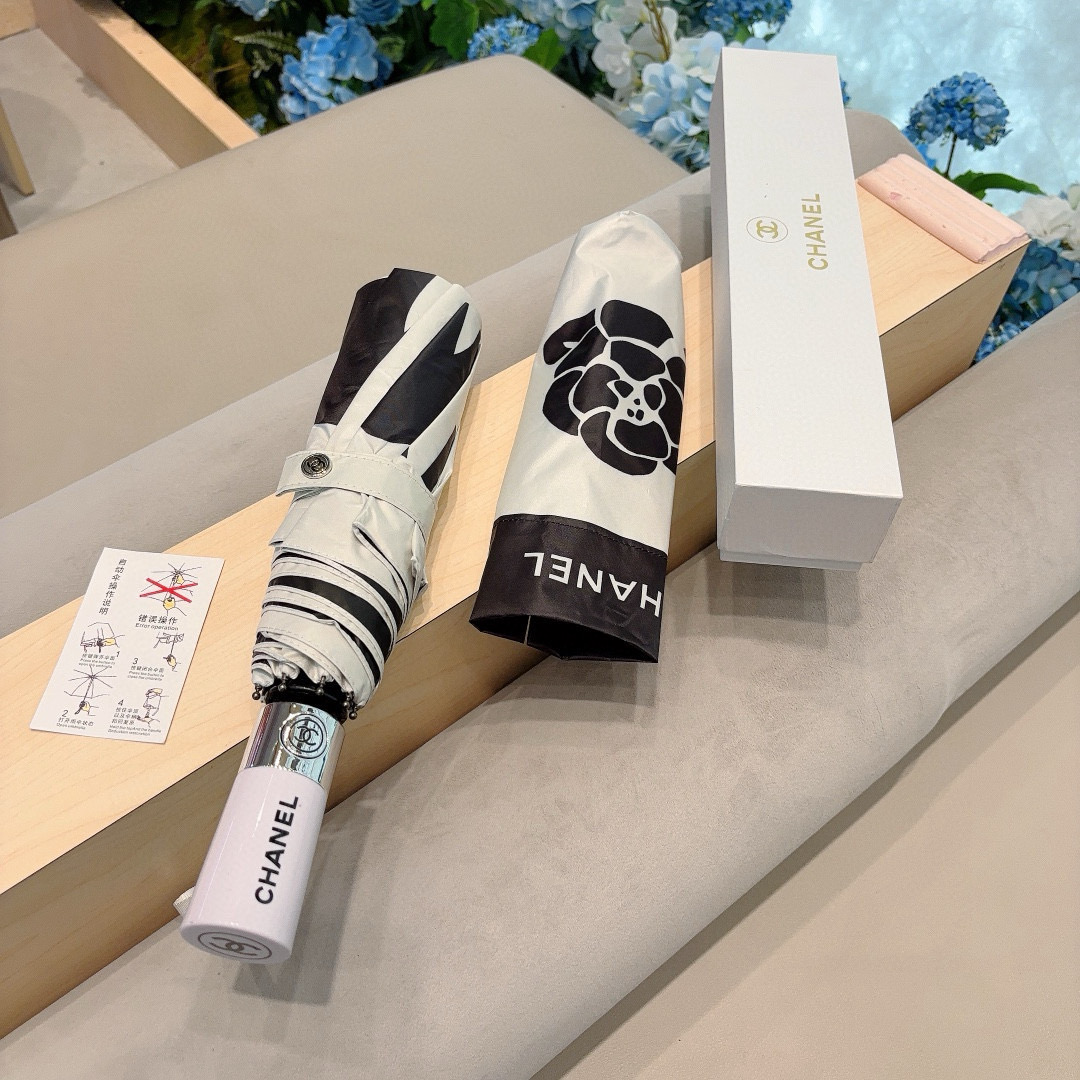  CHANEL（香奈儿）三折自动折叠晴雨伞 选用台湾进口UV防紫外线伞布 原单代工级品质 