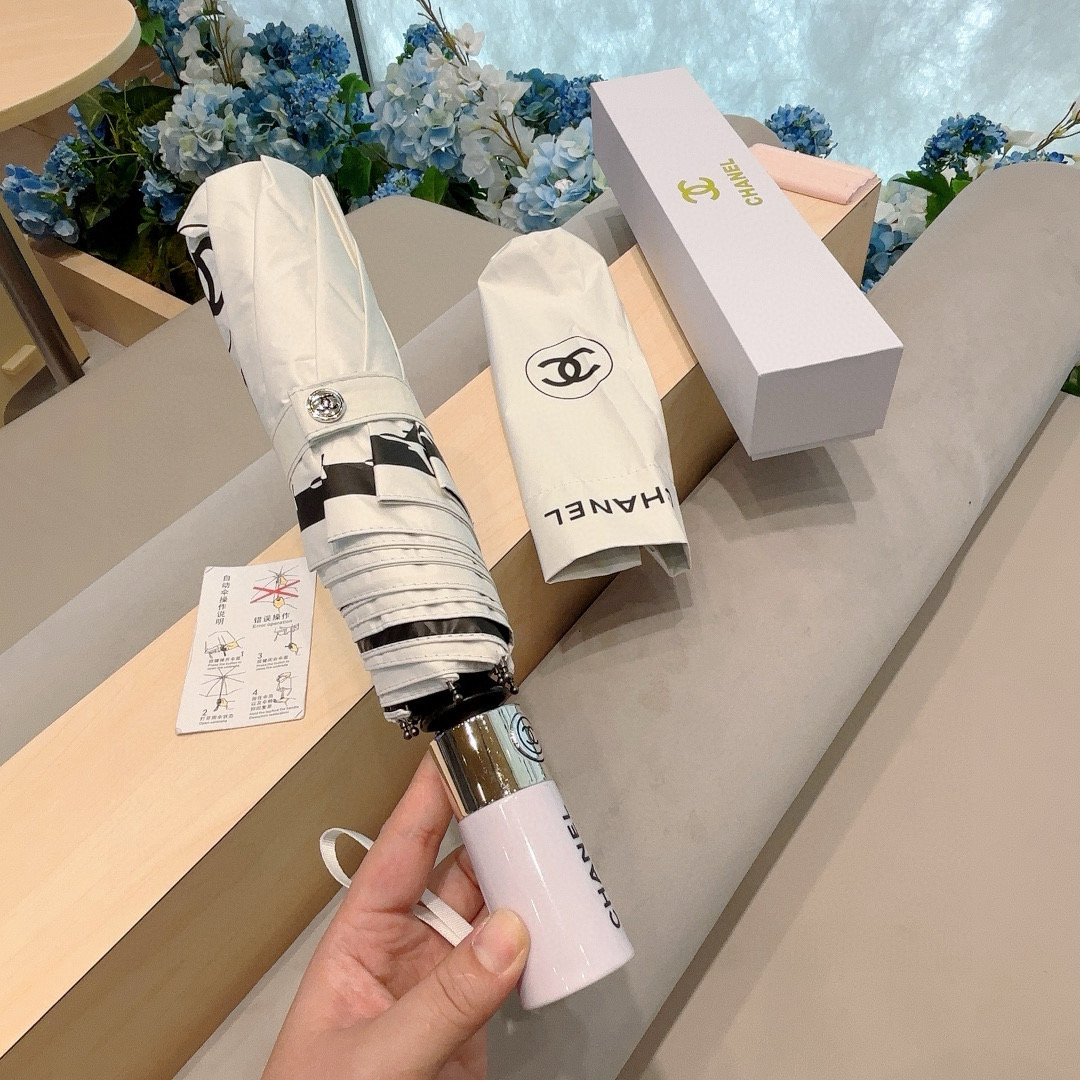  CHANEL（香奈儿）三折自动折叠晴雨伞 选用台湾进口UV防紫外线伞布 原单代工级品质 