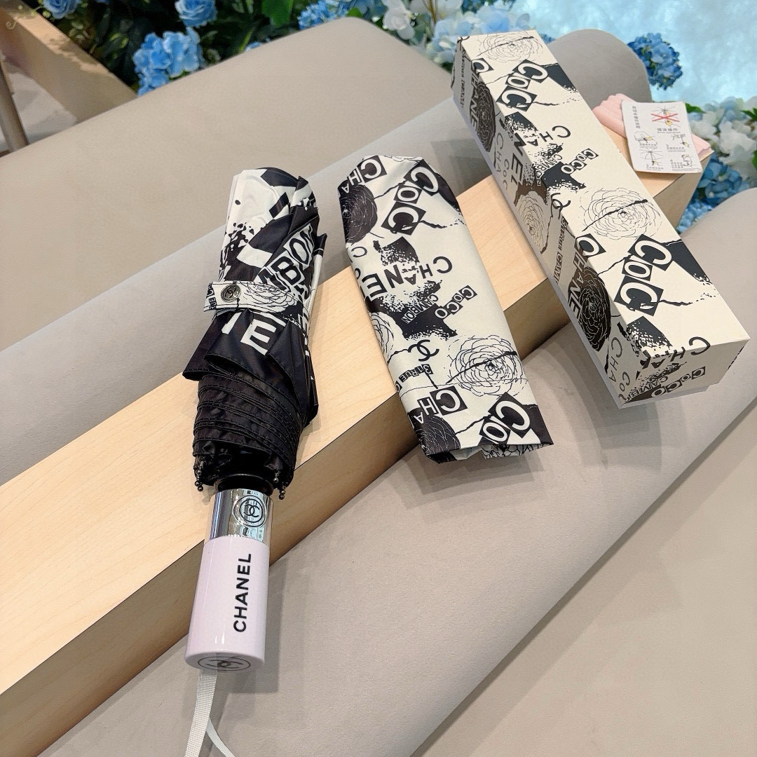  CHANEL（香奈儿）三折自动折叠晴雨伞 选用台湾进口UV防紫外线伞布 原单代工级品质 
