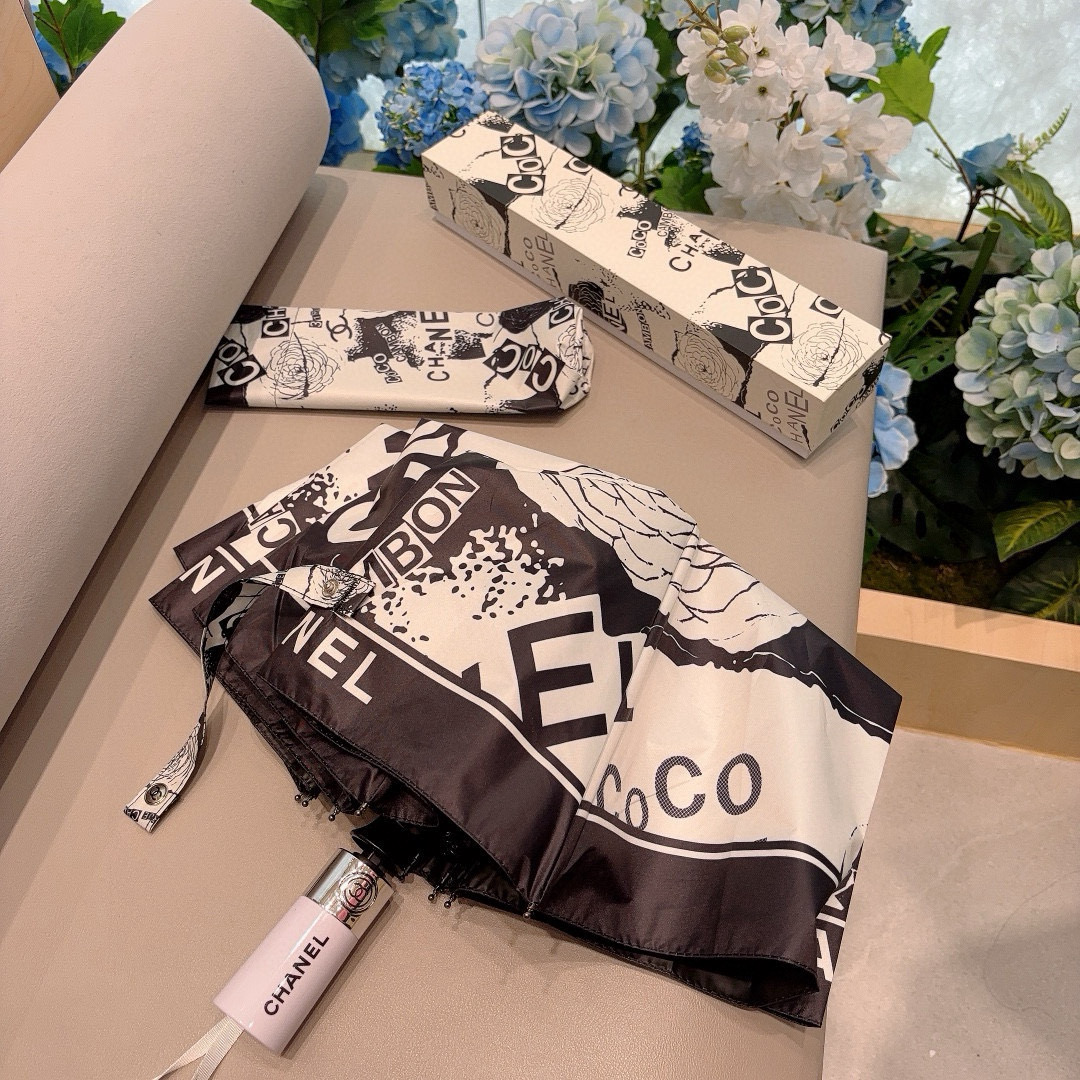  CHANEL（香奈儿）三折自动折叠晴雨伞 选用台湾进口UV防紫外线伞布 原单代工级品质 