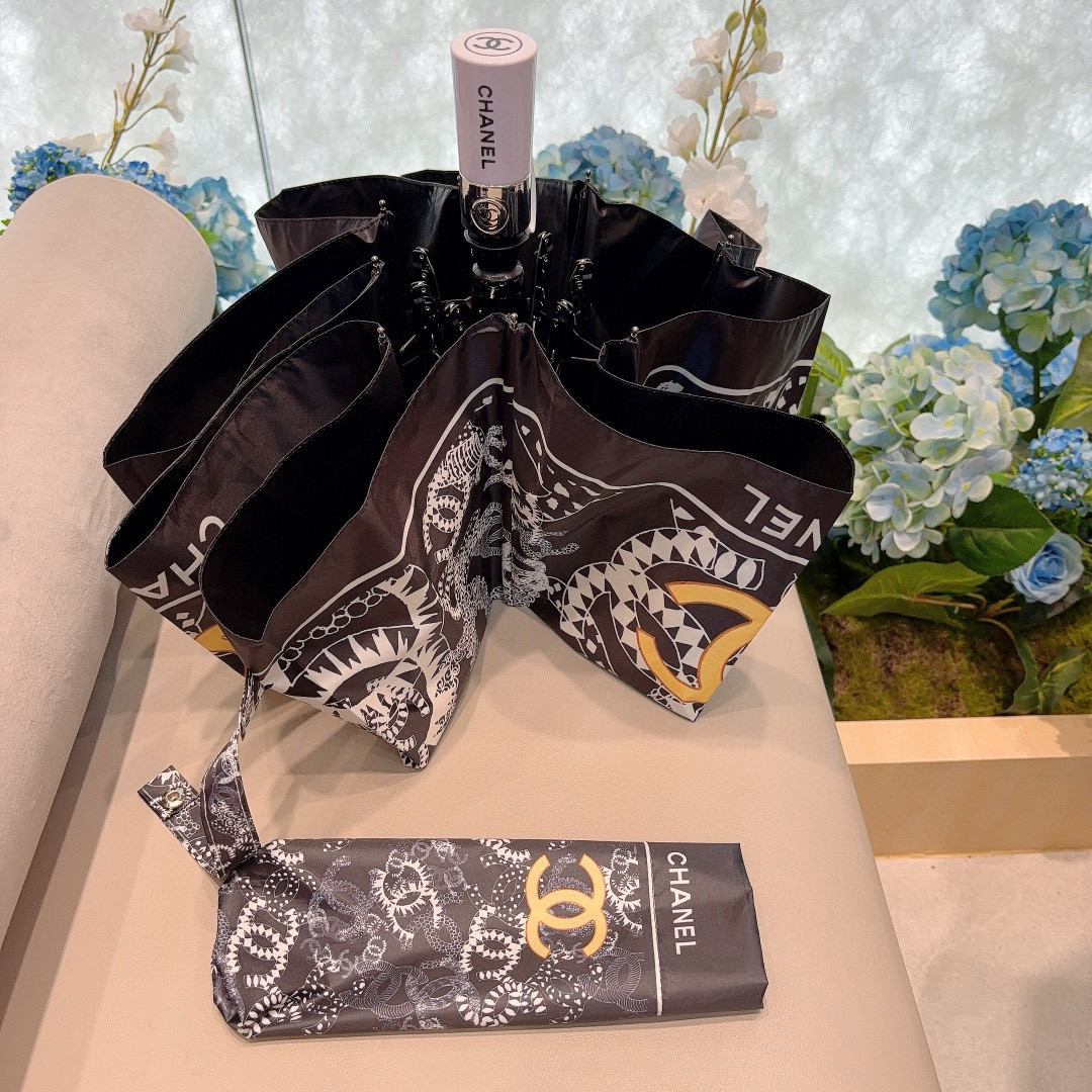  CHANEL（香奈儿）三折自动折叠晴雨伞 选用台湾进口UV防紫外线伞布 原单代工级品质 
