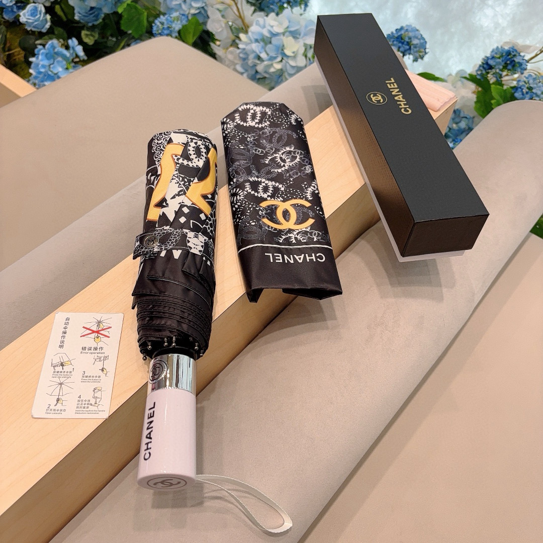  CHANEL（香奈儿）三折自动折叠晴雨伞 选用台湾进口UV防紫外线伞布 原单代工级品质 