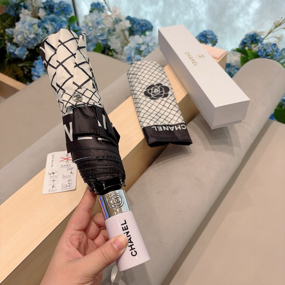  CHANEL（香奈儿）三折自动折叠晴雨伞 选用台湾进口UV防紫外线伞布 原单代工级品质 