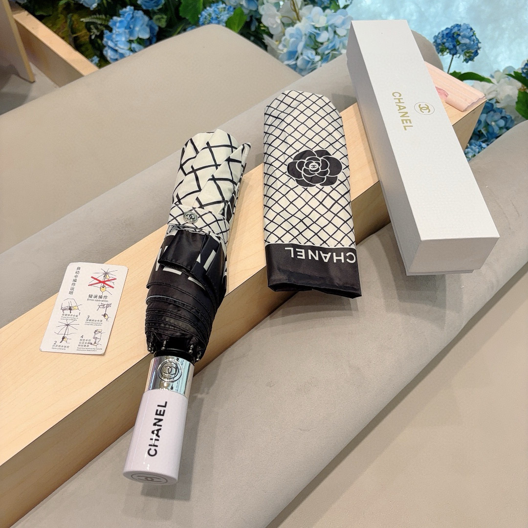  CHANEL（香奈儿）三折自动折叠晴雨伞 选用台湾进口UV防紫外线伞布 原单代工级品质 