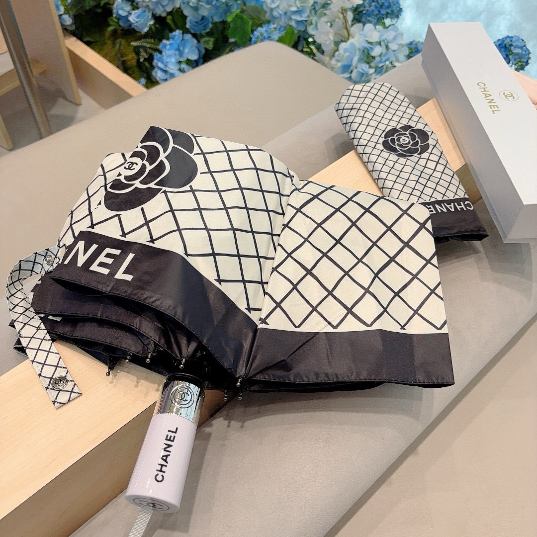  CHANEL（香奈儿）三折自动折叠晴雨伞 选用台湾进口UV防紫外线伞布 原单代工级品质 